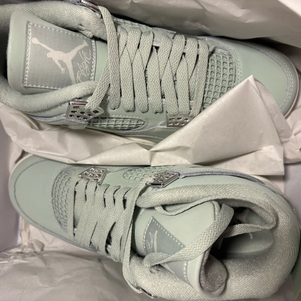 Jordan Women's Sneakers in Mint Green and White - Picture 2 of 3